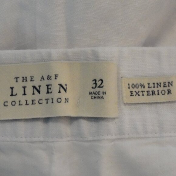 Abercrombie & Fitch, 100% Linen Scalloped High Rise Shorts, White - Picture 4 of 4